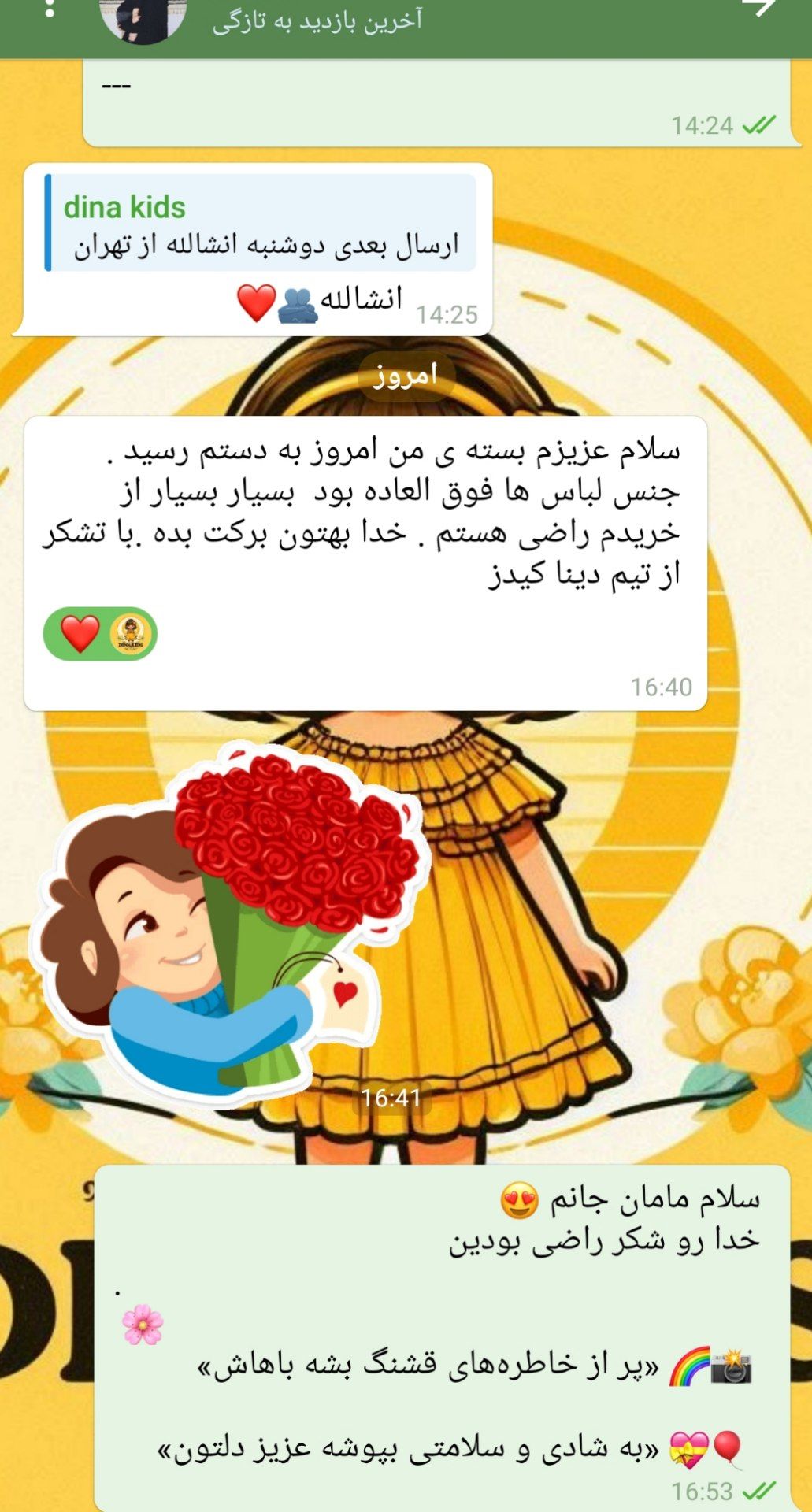 نظر رضایت مشتری دینا کیدز