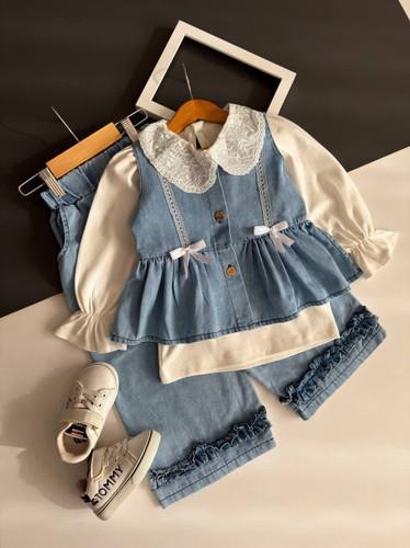 ست سه تیکه جین دخترونه جذاب مدل بهار