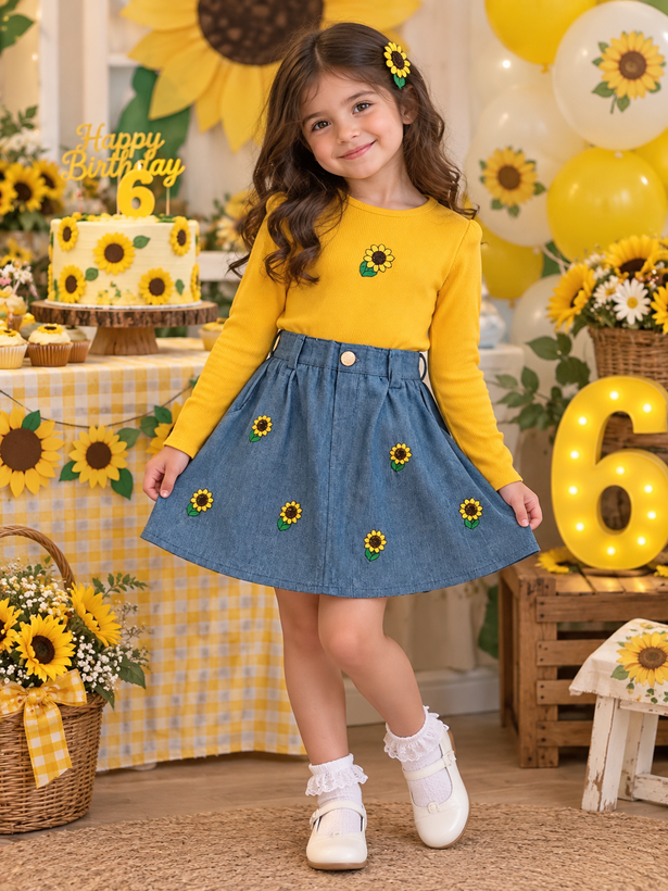 ست دخترونه بلوز و دامن جین آفتابگردون 🌻